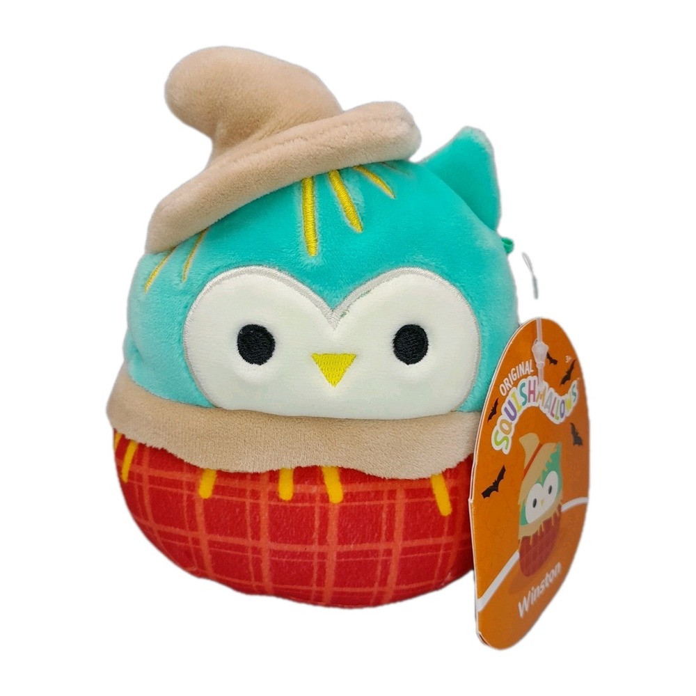 Squishmallows Winston Halloween Owl Scarecrow 4.5" Mini‎ Plush NWT